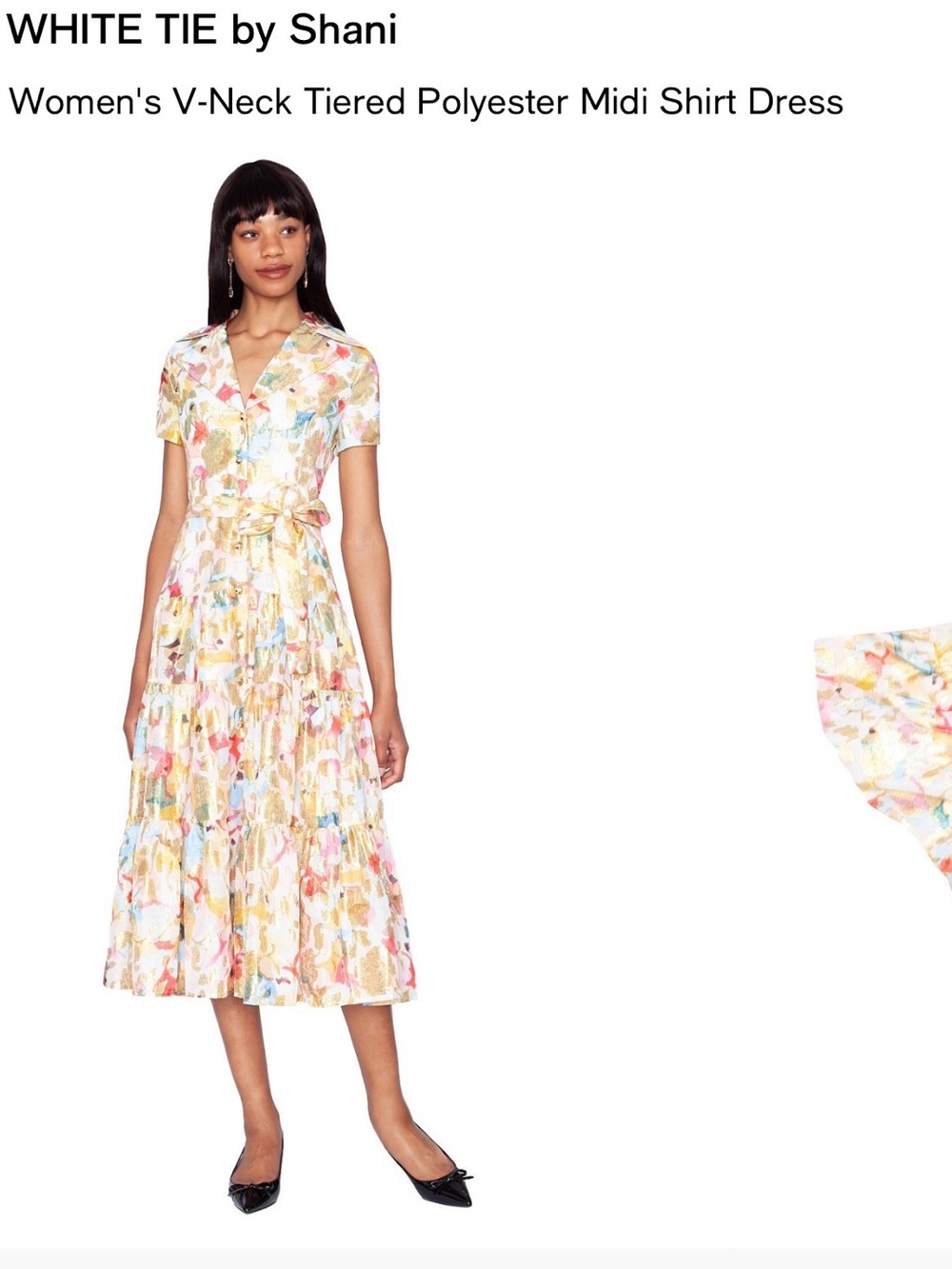 WHITE TIE by Shani White Floral V-Neck Tiered Midi Dress